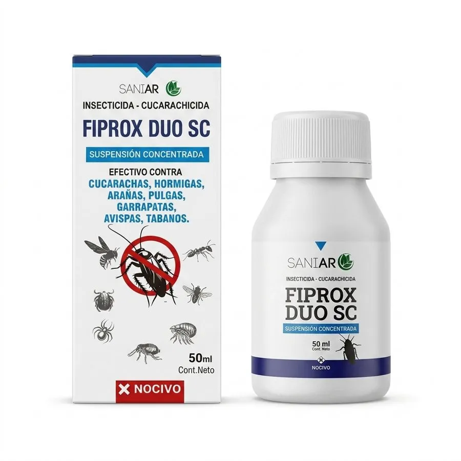 Envase y estuche de FIPROX DUO SC, suspensión concentrada, presentación de 50 ml