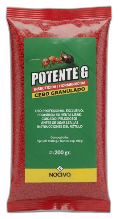 Bolsa de POTENTE G, cebo granulado hormiguicida, presentación de 200 g