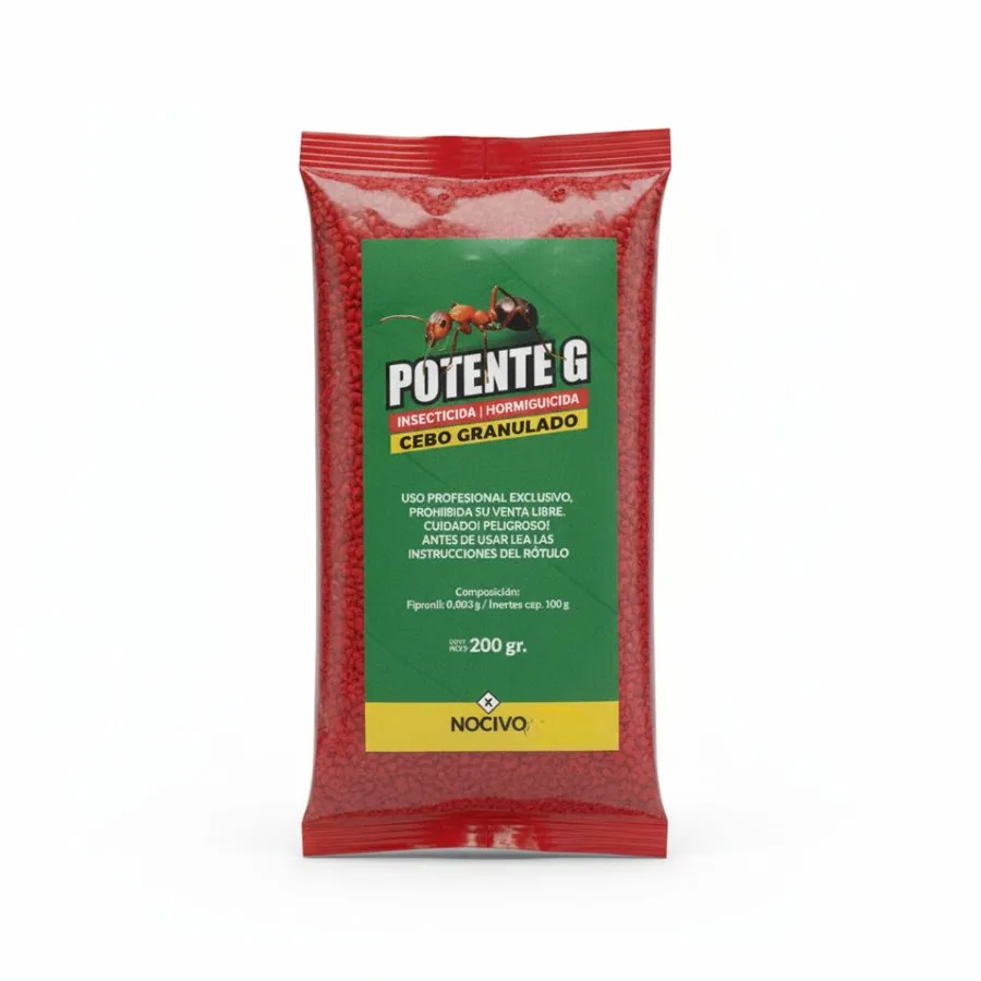 Bolsa de POTENTE G, cebo granulado hormiguicida, presentación de 200 g