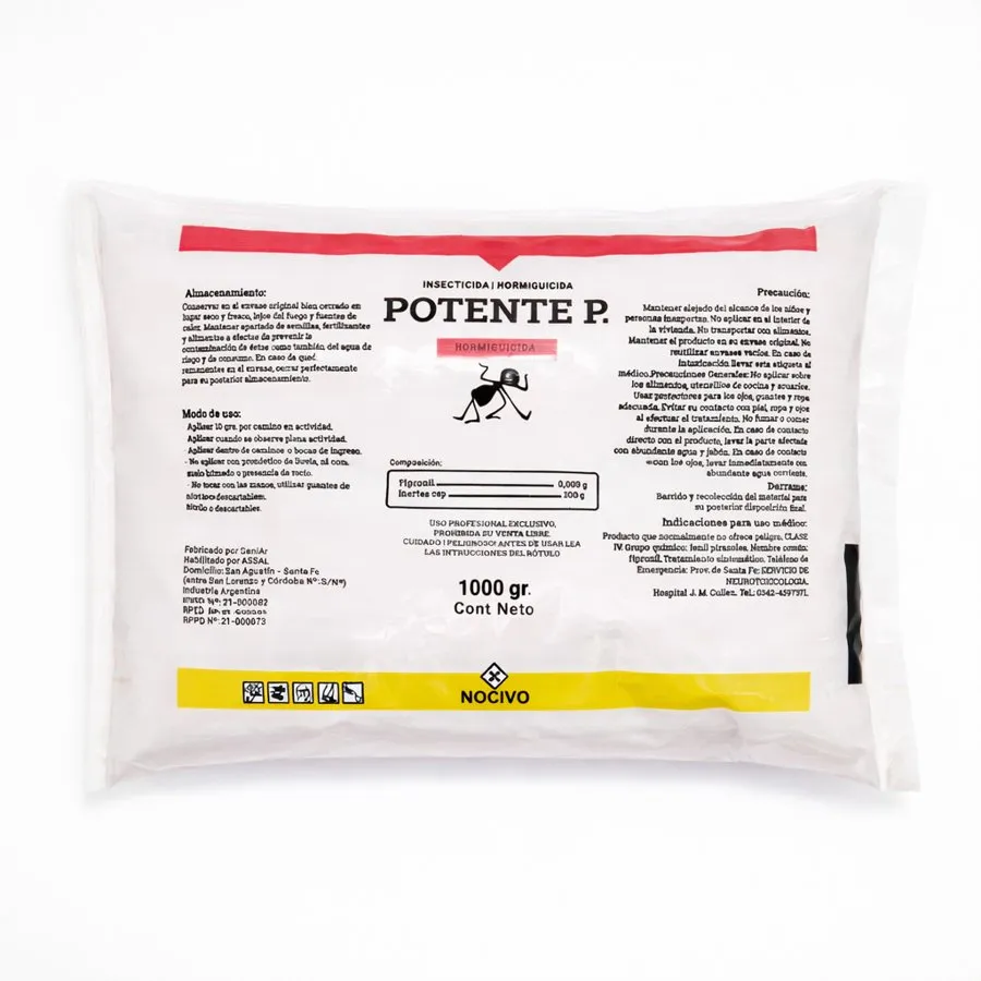 Bolsa de POTENTE P, hormiguicida polvo seco, presentación de 1 kg