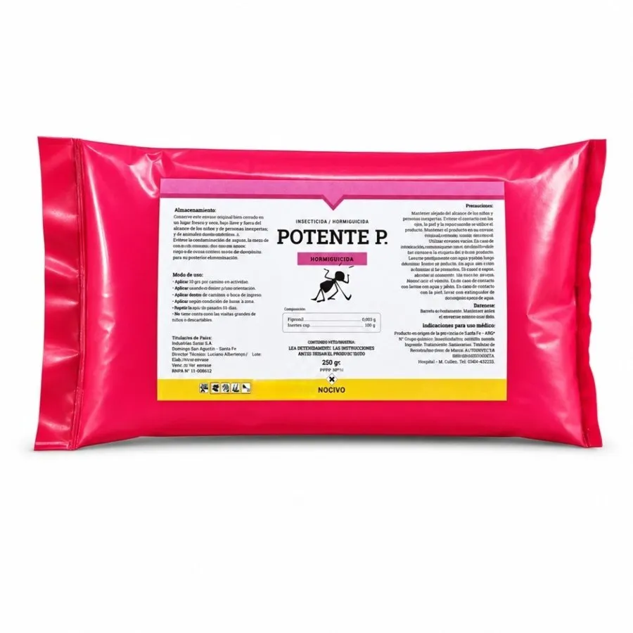 Bolsa de POTENTE P, hormiguicida polvo seco, presentación de 250 g